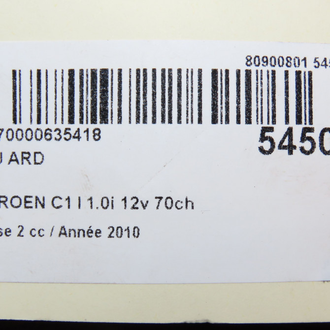 Feu arrière droit occasion CITROEN C1 I Phase 2 11-2008->01-2012 1.0i 12v 70ch 6351X8 5