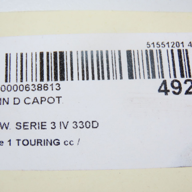 Verin d capot occasion B.M.W. SERIE 3 IV Phase 1 04-1995->04-1999 330D 183ch 51238202688 4