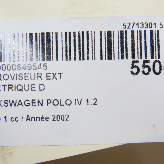 Retroviseur exterieur electrique droit occasion VOLKSWAGEN POLO IV Phase 1 01-2002->05-2005 1.2 65ch 6Q1857508G01C 7