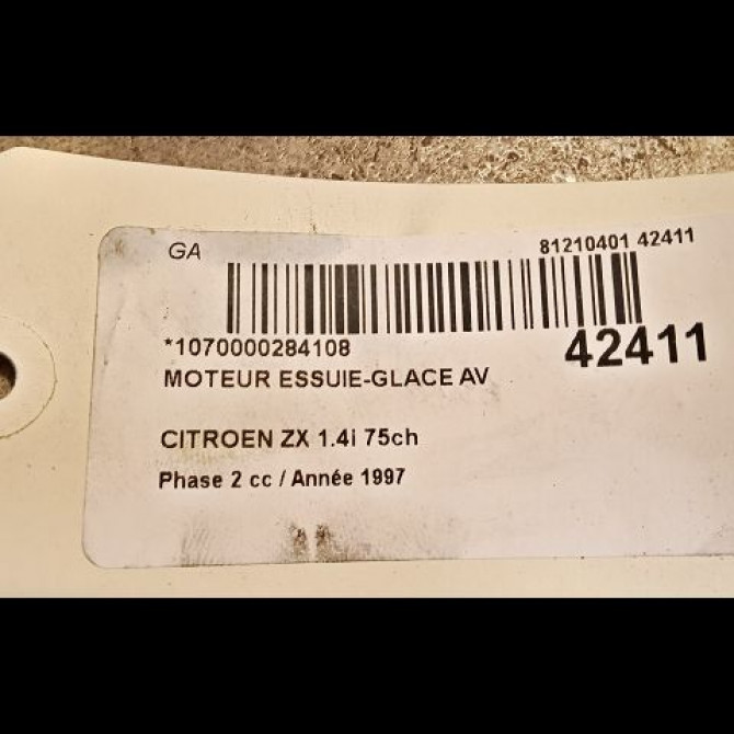 Moteur essuie-glace avant occasion CITROEN ZX Phase 2 07-1994->06-1998 1.4i 75ch 95656573 3