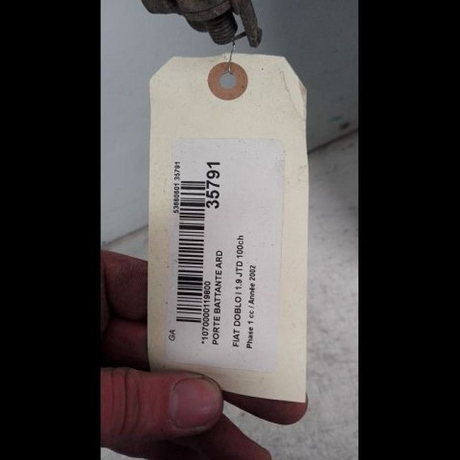 Porte battante arrière droite occasion FIAT DOBLO I Phase 1 03-2001->12-2005 1.9 JTD 100ch 51934384 4