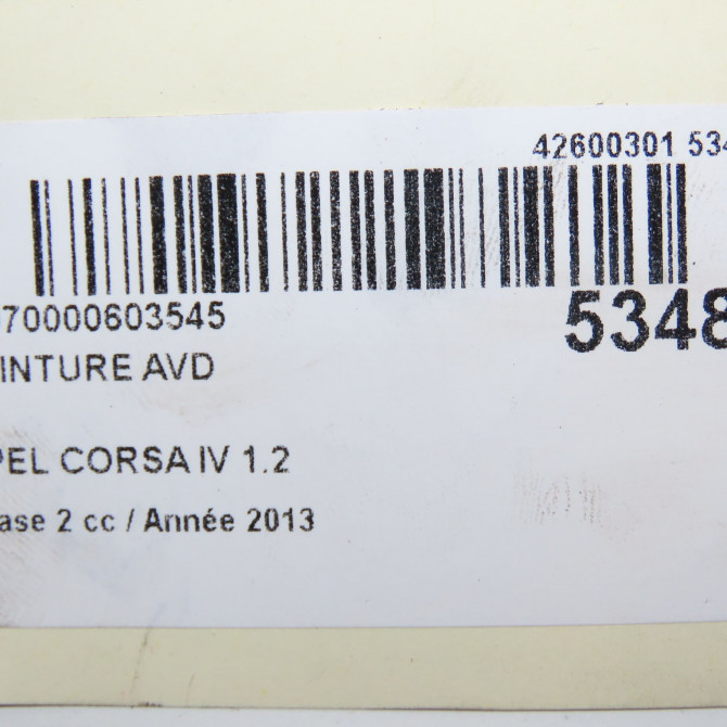 Ceinture avant droite occasion OPEL CORSA IV Phase 2 01-2011->03-2015 1.2 TWINPORT 85ch 13290239 8