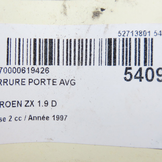 Serrure porte avg occasion CITROEN ZX Phase 2 07-1994->06-1998 1.9 D 96056002 5