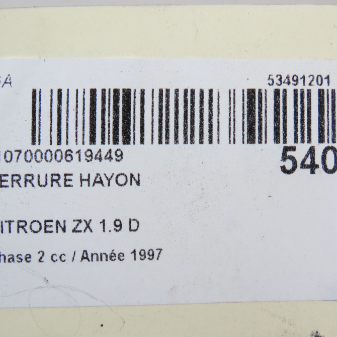 Serrure hayon occasion CITROEN ZX Phase 2 07-1994->06-1998 1.9 D 96061680 5