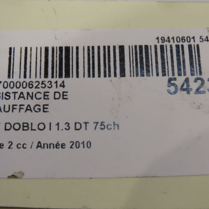 Resistance de chauffage occasion FIAT DOBLO I Phase 2 01-2006->12-2009 1.3 DT 75ch 5