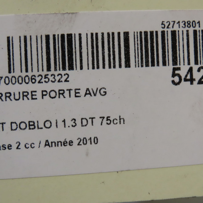 Serrure porte avg occasion FIAT DOBLO I Phase 2 01-2006->12-2009 1.3 DT 75ch 51843471 6