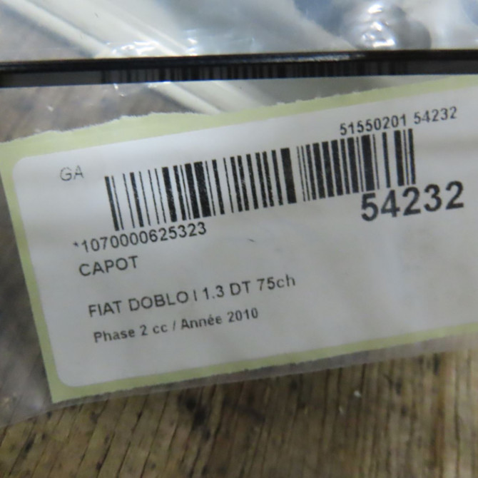 Capot occasion FIAT DOBLO I Phase 2 01-2006->12-2009 1.3 DT 75ch 51934310 5
