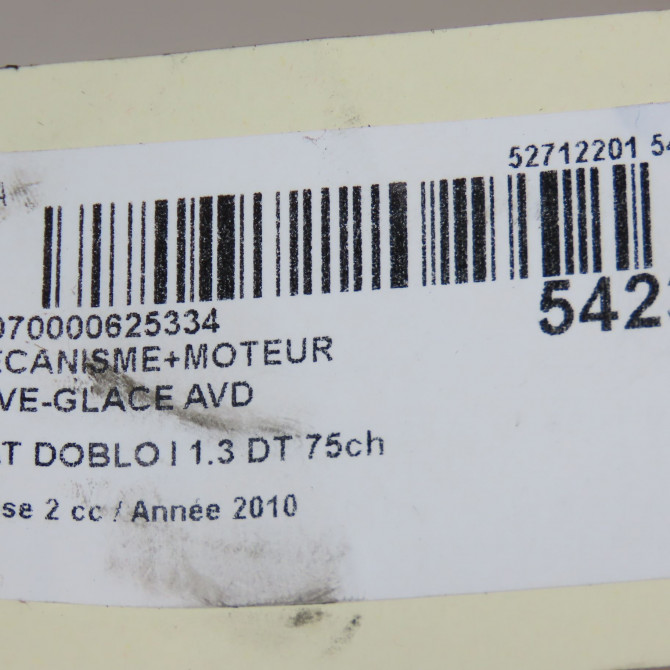 Mecanisme + moteur lève-glace avant droit occasion FIAT DOBLO I Phase 2 01-2006->12-2009 1.3 DT 75ch 51830869 7