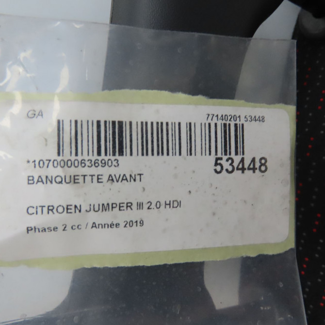 Banquette avant occasion CITROEN JUMPER III Phase 2 06-2014->... 2.0 HDI 130ch 5