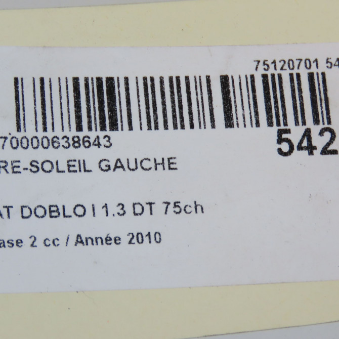Pare-soleil gauche occasion FIAT DOBLO I Phase 2 01-2006->12-2009 1.3 DT 75ch 735417495 4