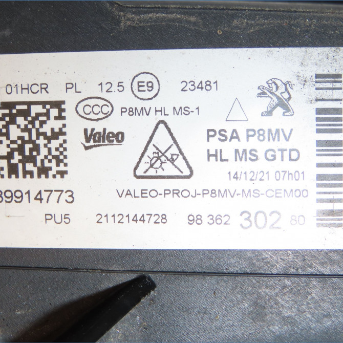 Phare gauche occasion PEUGEOT 3008 II Phase 1 04-1995->04-1999 1.5 BlueHDI 130ch 1675889580 6