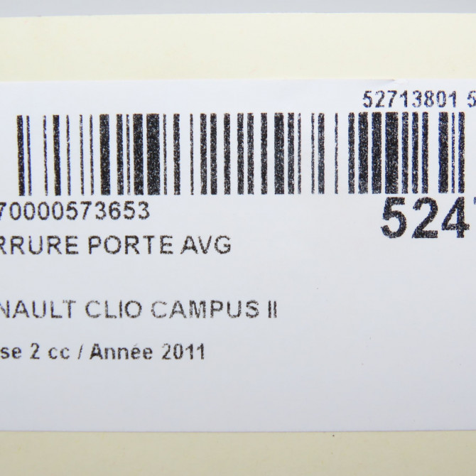 Serrure porte avg occasion RENAULT CLIO CAMPUS II Phase 2 07-2009->12-2012 1.5 DCI 85ch 7700434604 5