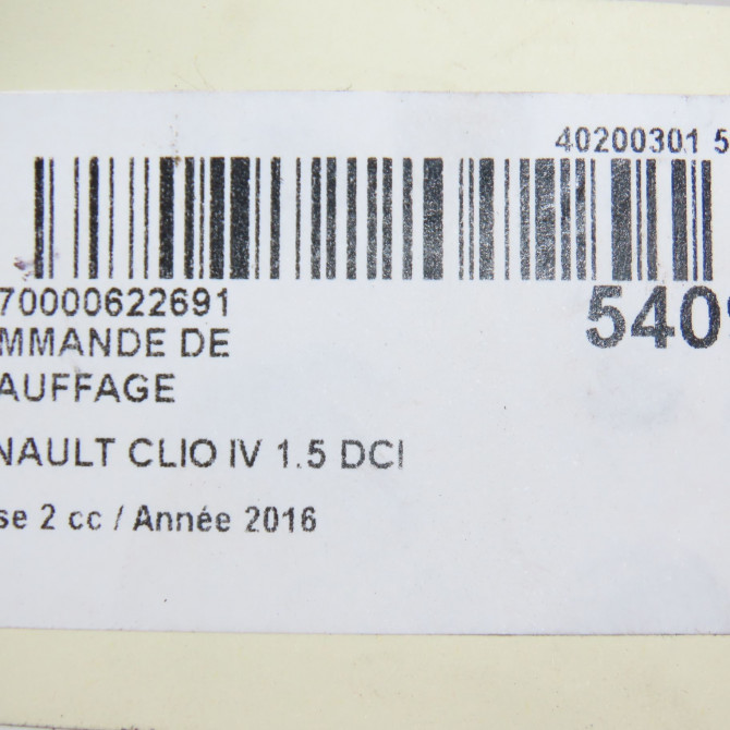 Commande de chauffage occasion RENAULT CLIO IV Phase 2 08-2016->... 1.5 DCI 75ch 275704632R 6