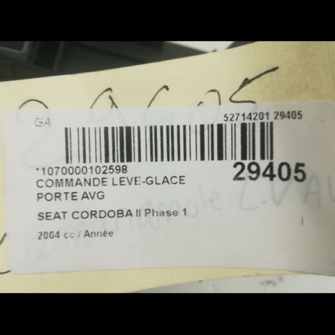 Commande lève-glace porte avant gauche occasion SEAT CORDOBA II Phase 1 10-2002->05-2009 6Q09598589B9 4