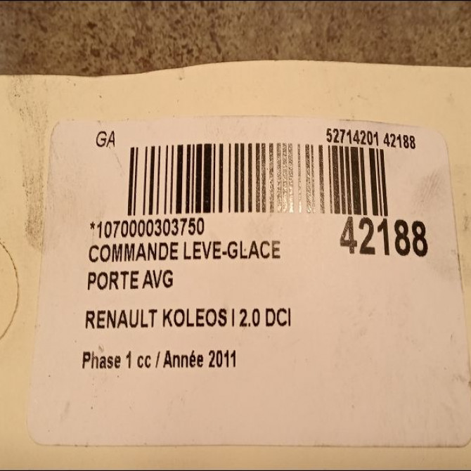 Commande lève-glace porte avant gauche occasion RENAULT KOLEOS I Phase 1 06-2008->12-2011 2.0 DCI 16v 150ch 3