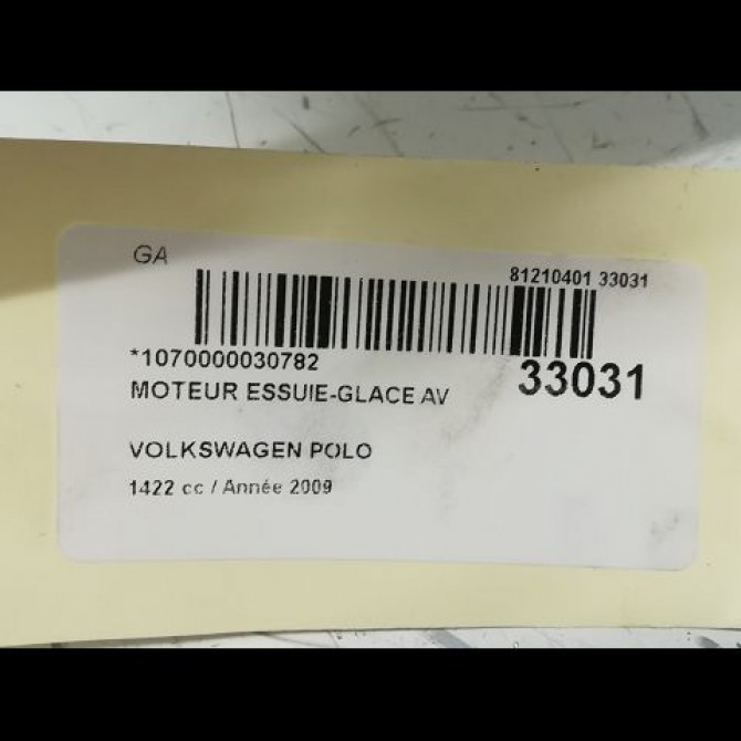 Moteur essuie-glace avant occasion VOLKSWAGEN POLO IV Phase 2 05-2005->09-2009 1.4 TDI 70ch 6Q1955119A 5