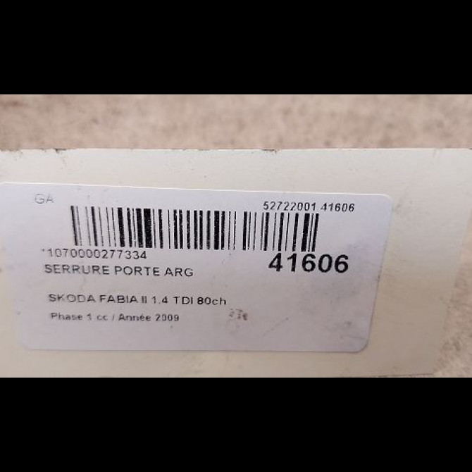 Serrure porte arg occasion SKODA FABIA II Phase 1 05-2007->03-2010 1.4 TDI 80ch 5J0839015 3