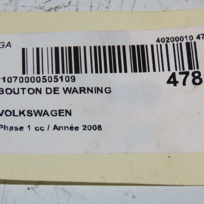 Bouton de warning occasion VOLKSWAGEN TRANSPORTER V Phase 1 06-2003->08-2009 1.9 TDI 85ch 6Y0953235300 3