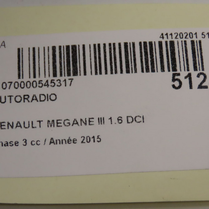 Autoradio occasion RENAULT MEGANE III Phase 3 10-2013->... 1.6 DCI 130ch 281158705R 7