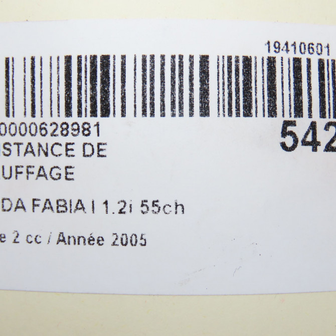Resistance de chauffage occasion SKODA FABIA I Phase 2 09-2004->05-2007 1.2i 55ch 4