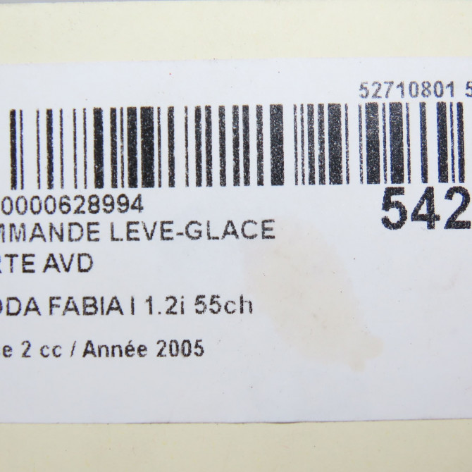 Commande lève-glace porte avant droite occasion SKODA FABIA I Phase 2 09-2004->05-2007 1.2i 55ch 6Y095985501C 5