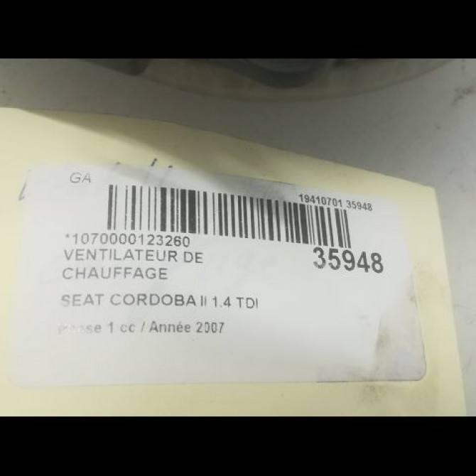 Ventilateur de chauffage occasion SEAT CORDOBA II Phase 1 10-2002->05-2009 1.4 TDI 70ch 6Q1820015H 3