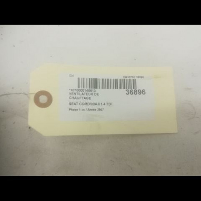 Ventilateur de chauffage occasion SEAT CORDOBA II Phase 1 10-2002->05-2009 1.4 TDI 70ch 6Q1820015H 3