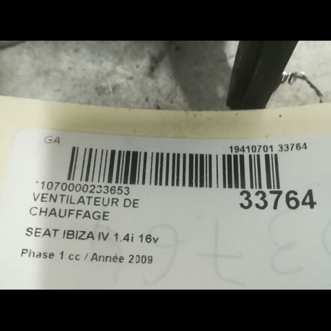 Ventilateur de chauffage occasion SEAT IBIZA IV Phase 1 05-2008->01-2012 1.4i 16v 6Q1820015H 3