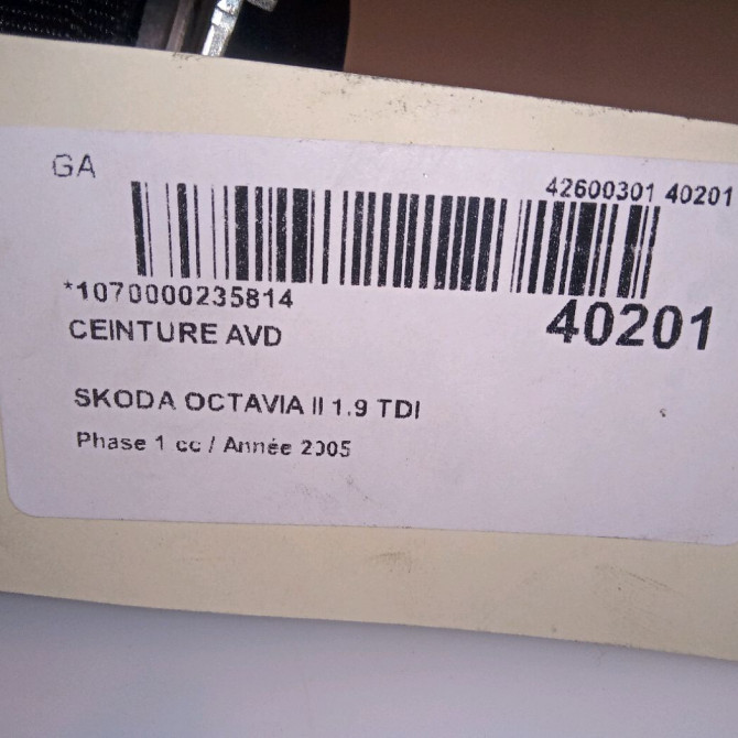 Ceinture avant droite occasion SKODA OCTAVIA II Phase 1 06-2004->10-2008 1.9 TDI 105ch 1Z0857702CHCP 4