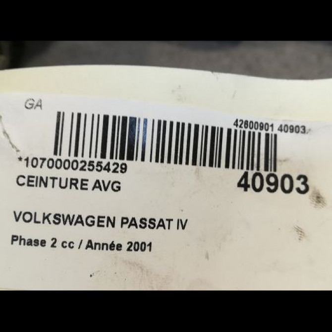 Ceinture avant gauche occasion VOLKSWAGEN PASSAT IV Phase 2 10-2000->03-2005 1.9 TDI 100ch 3B1857705HHCP 4