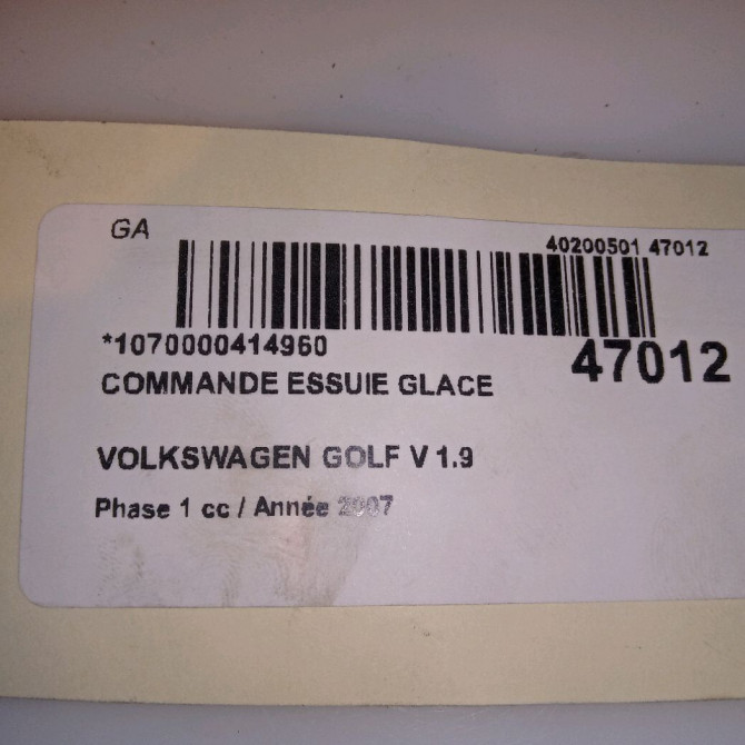 Commande essuie glace occasion VOLKSWAGEN GOLF V Phase 1 11-2003->10-2008 1.9 TDI 105ch 1K0953519H9B9 5