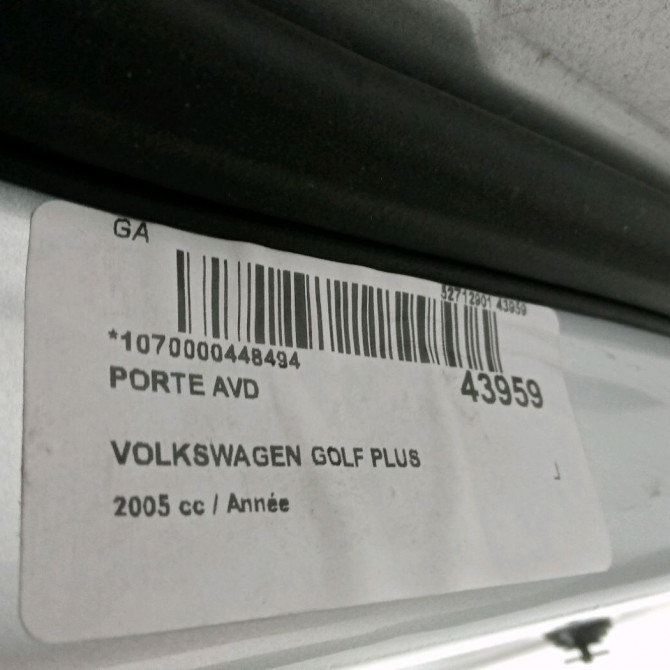 Porte avant droite occasion VOLKSWAGEN GOLF PLUS Phase 1 03-2005->03-2009 5M0831302P 4