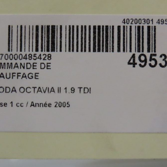 Commande de chauffage occasion SKODA OCTAVIA II Phase 1 06-2004->10-2008 1.9 TDI 105ch 1Z0820047K3X1 5