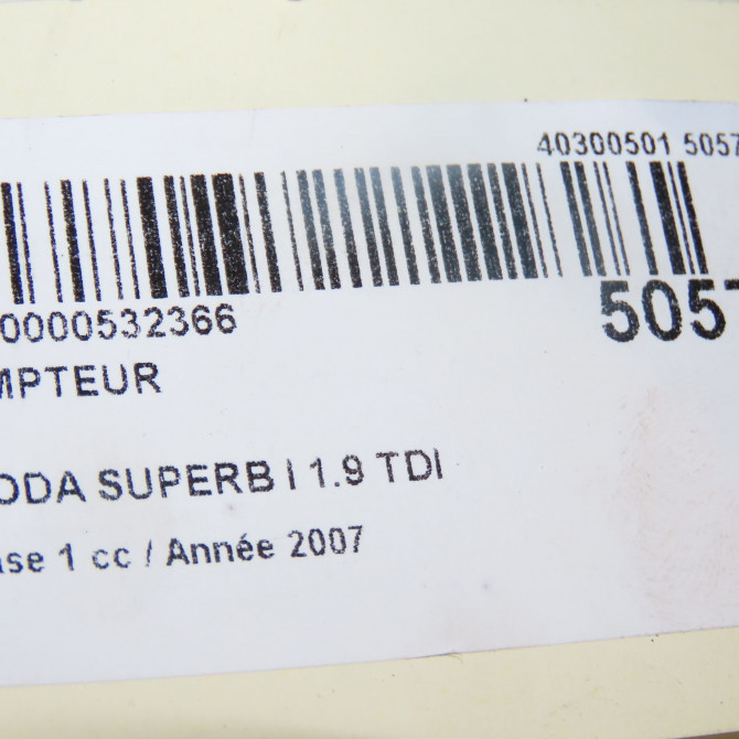 Compteur occasion SKODA SUPERB I Phase 1 06-2002->06-2008 1.9 TDI 130ch 3U0920842DKD0 7