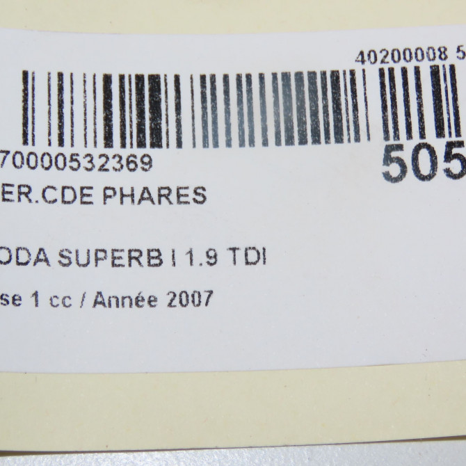 Interrupteur commande de phares occasion SKODA SUPERB I Phase 1 06-2002->06-2008 1.9 TDI 130ch 6