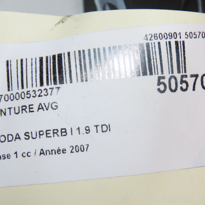 Ceinture avant gauche occasion SKODA SUPERB I Phase 1 06-2002->06-2008 1.9 TDI 130ch 3B1857705HHCP 6