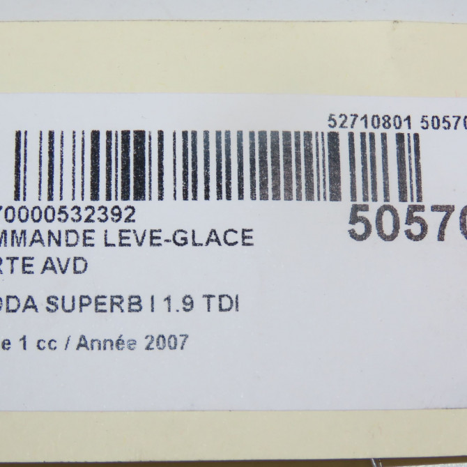 Commande lève-glace porte avant droite occasion SKODA SUPERB I Phase 1 06-2002->06-2008 1.9 TDI 130ch 3U09598565E2 5