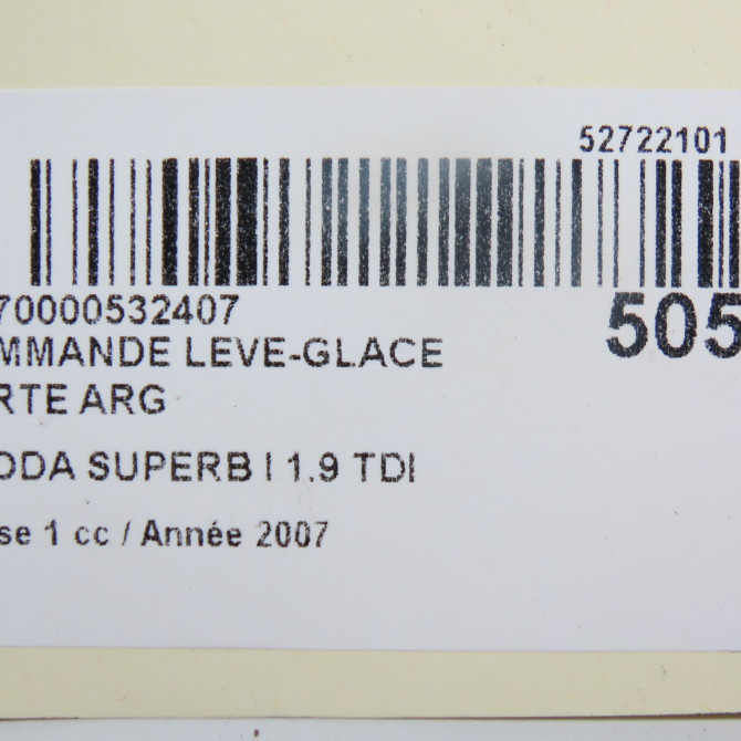 Commande leve-glace porte arrière gauche occasion SKODA SUPERB I Phase 1 06-2002->06-2008 1.9 TDI 130ch 3U09598555E2 5