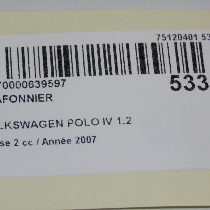 Plafonnier occasion VOLKSWAGEN POLO IV Phase 2 05-2005->09-2009 1.2 60ch 6Q0947105MY20 5