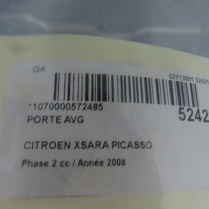 Porte avant gauche occasion CITROEN XSARA PICASSO Phase 2 02-2004->12-2010 1.6 HDI 92 ch 9002L6 7