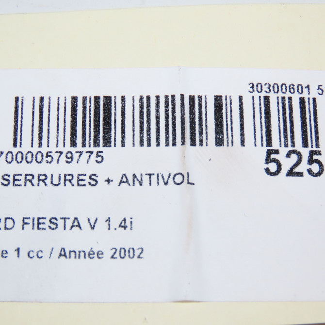 Kit serrures + antivol occasion FORD FIESTA V Phase 1 09-2002->10-2005 1.4i 4364123 4