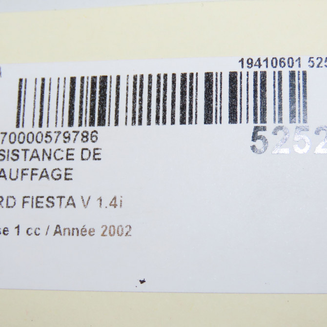 Resistance de chauffage occasion FORD FIESTA V Phase 1 09-2002->10-2005 1.4i 2611452 5