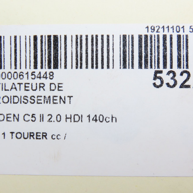 Ventilateur de refroidissement occasion CITROEN C5 II Phase 1 04-1995->04-1999 2.0 HDI 140ch 1253R8 5
