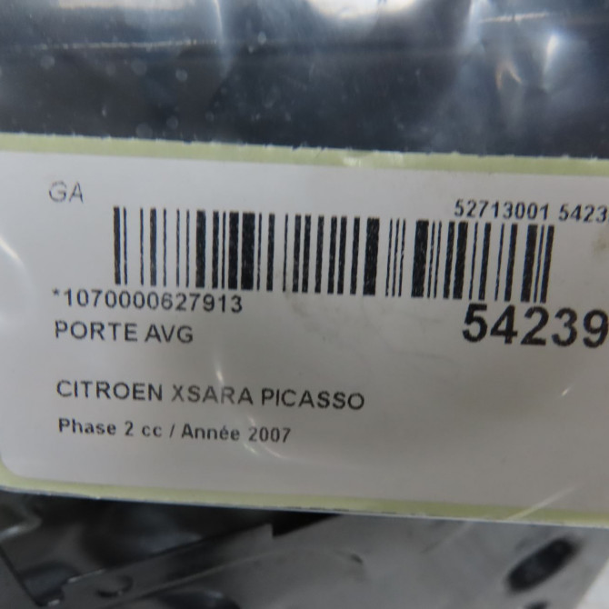 Porte avant gauche occasion CITROEN XSARA PICASSO Phase 2 02-2004->12-2010 1.6 HDI 92 ch 9002L6 6