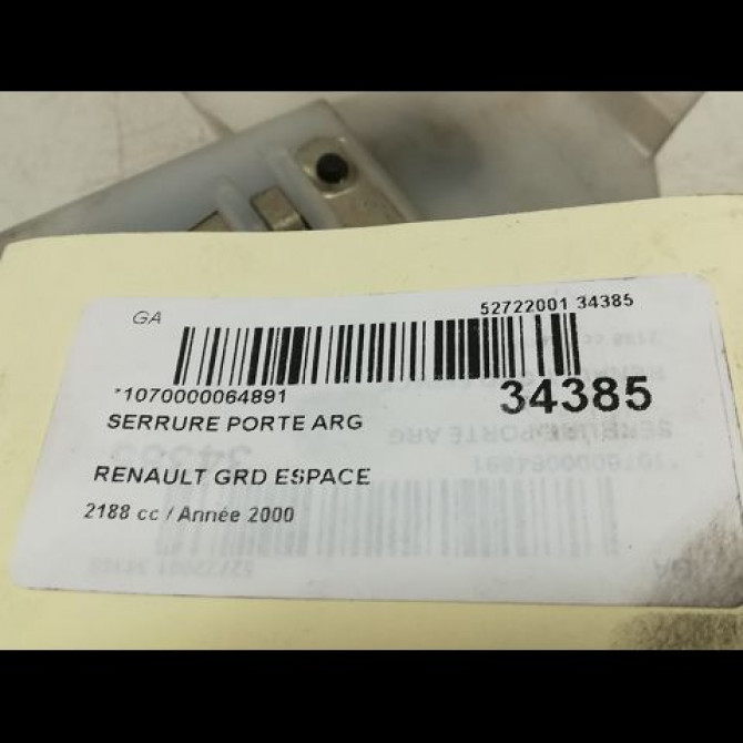 Serrure porte arg occasion RENAULT ESPACE III Phase 1 12-1996->09-2002 2.2 DT 6025309505 5