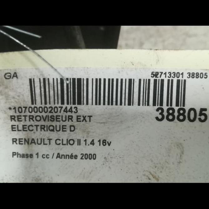 Retroviseur exterieur electrique droit occasion RENAULT CLIO II Phase 1 03-1998->06-2001 1.4 16v 7700435864 3