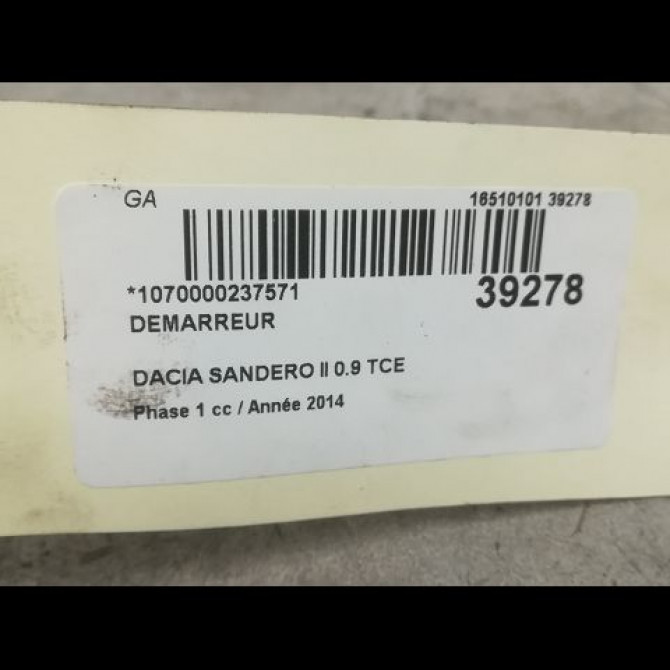 Démarreur occasion DACIA SANDERO II Phase 1 10-2012->... 0.9 TCE 90ch 233000557R 5