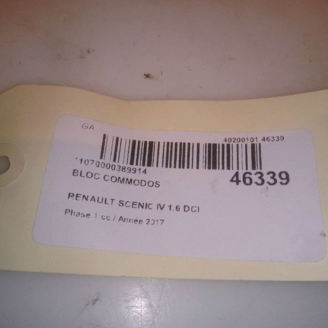 Bloc commodos occasion RENAULT SCENIC IV Phase 1 04-1995->04-1999 1.6 DCI 130ch 255678341R 8