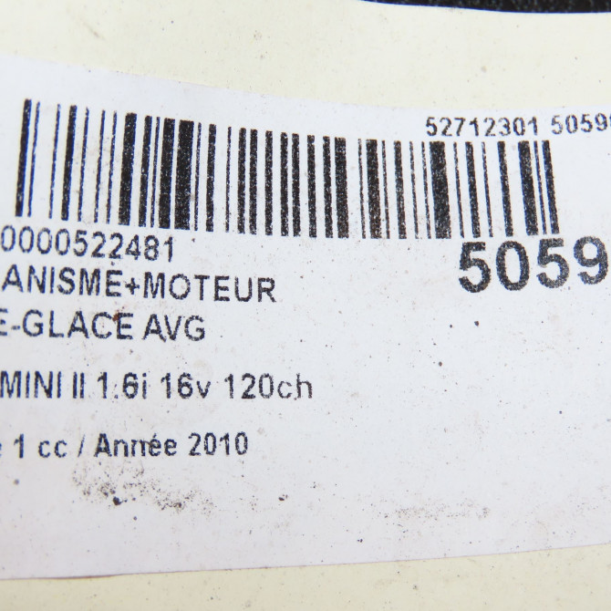 Mecanisme+moteur leve-glace avg occasion MINI MINI II Phase 1 09-2006->12-2010 1.6i 16v 120ch 51332756083 7
