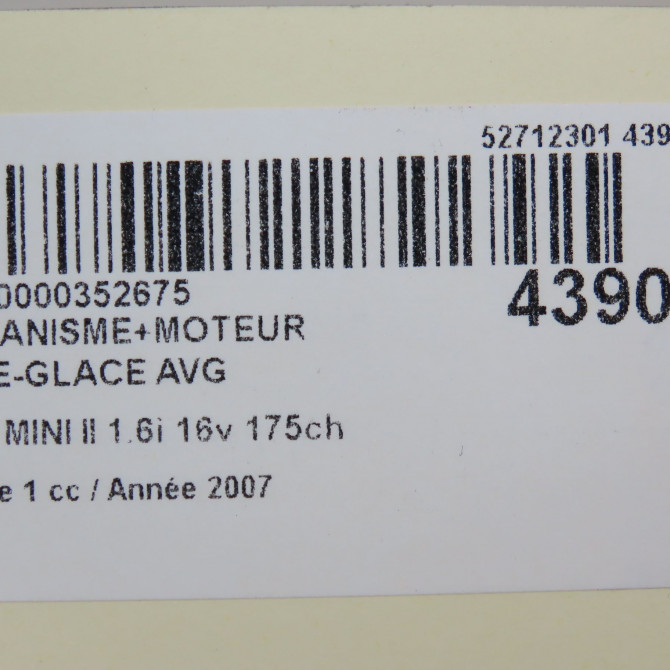 Mecanisme+moteur leve-glace avg occasion MINI MINI II Phase 1 09-2006->12-2010 1.6i 16v 175ch COOPER S 51332756083 8